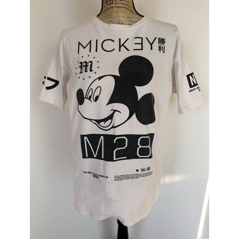 Neff M28 X Mickey Mouse Disney Colab Crew Neck T-Shirt Tee White Mens Medium